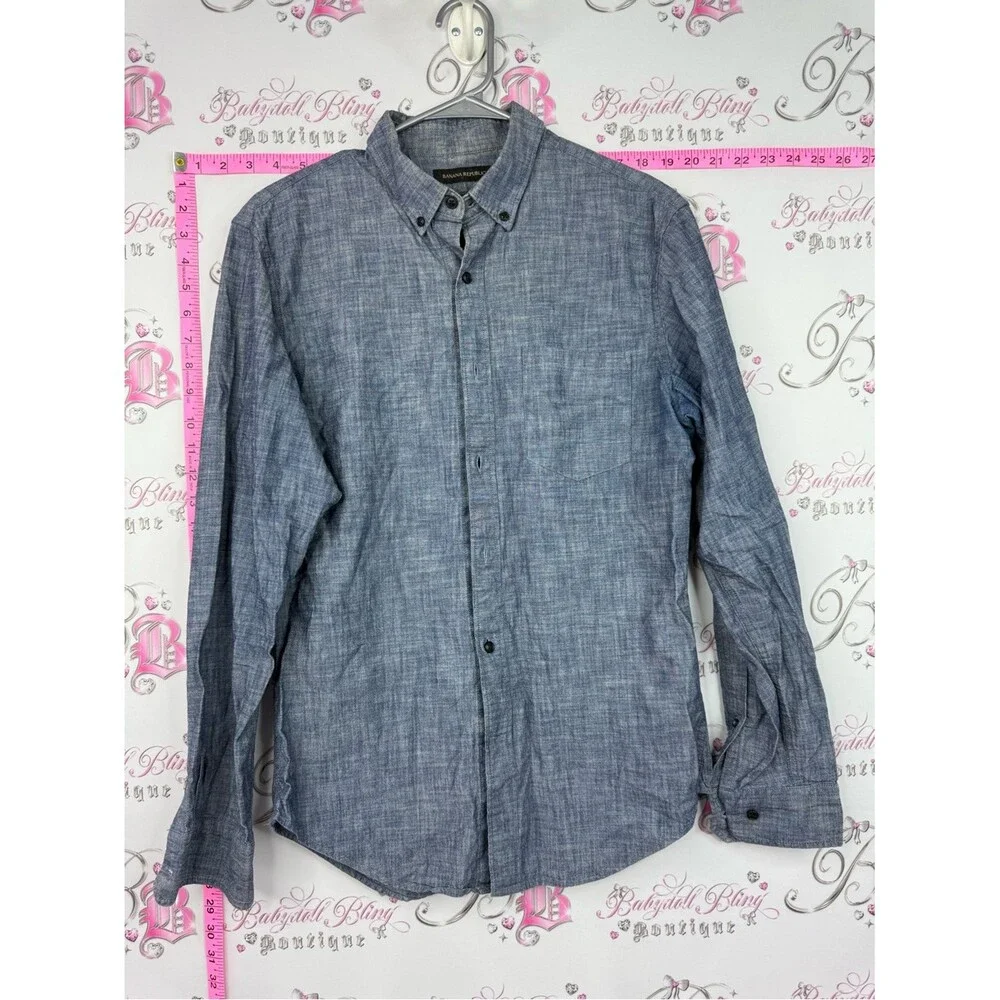 Banana Republic shirt grant fit Men's Blue Textured Button-Down Shirt